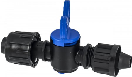 Furtune de irigat, banda de picurare și accesorii - Conector cu robinet si garnitura pentru banda de picurare, 16 mm