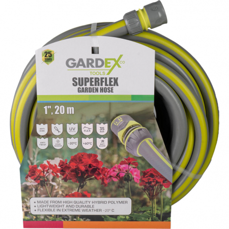 Furtune de irigat, banda de picurare și accesorii - Furtun de gradina SUPERFLEX Diametru 1", Lungime 20m GX