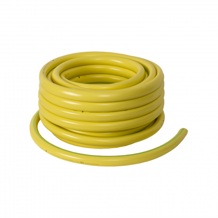 Furtune de irigat, banda de picurare și accesorii - Furtun gradina, armat, cu insertie 1′, lungime 25 metri, galben, flexibil, rezistent la radiatii UV si la frig / EXT 9660
