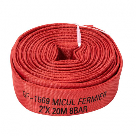 Furtune de irigat, banda de picurare și accesorii - Furtun pompier, 2 toli (50mm), 20m, 8 bari, fara cuple, Micul Fermier GF-1569