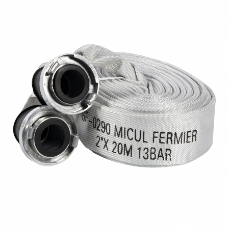Furtune de irigat, banda de picurare și accesorii - Furtun pompier textil, 2 toli (50mm), lungimea de 20m, cu cuple, Micul Fermier GF-0290