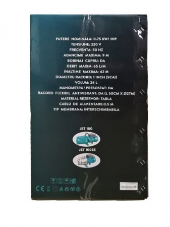 Hidrofor Detoolz 0.75 kW, debit 3300l/h, inaltime de pompare 45m, carcasa pompa fonta, volum butelie 24 litri [3]