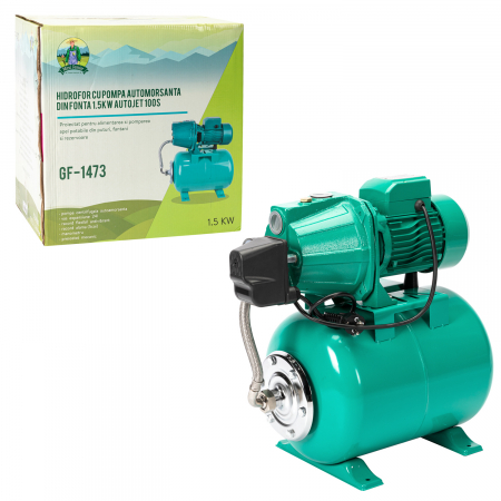 Hidrofor 24 L, aspirare-refulare 1 tol, refulare la 53m, aspirare 9m,cu pompa autoamorsanta din fonta, putere 1,5kW [2]