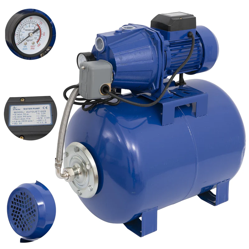 Hidrofor Apa DRK, 50 L, 1100W, 60 l/min, Refulare 50m, Absorbtie 9m [0]