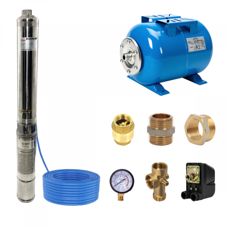 Kit complet sistem hidrofor-Pompa submersibila de mare adancime, DDT, 4SDM3-11, debit 8 m³/h, 1800 W, 11 turbine, Inox, refulare la 150m [0]