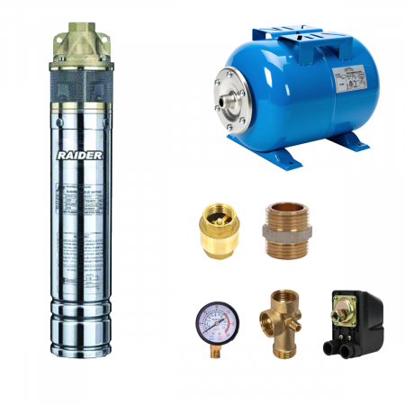 Pompe submersibile de adancime - Kit complet sistem hidrofor-Pompa submersibila pentru apa curata,750W, 1, 40L/min, 60m "