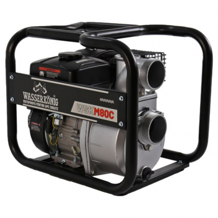 Motopompe - Motopompa 3" Wasserkonig WSKM80C, maxim 55 m³/ora , inaltime refulare max 30 m, motor euro V, benzina, putere 7 CP