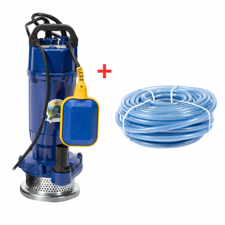 Pompe submersibile de adancime - Pachet - Pompa submersibila, Inaltime de pompare 32m, putere 750 kW, Micul Fermier + Furtun cu insertie 1 tol, 50 M
