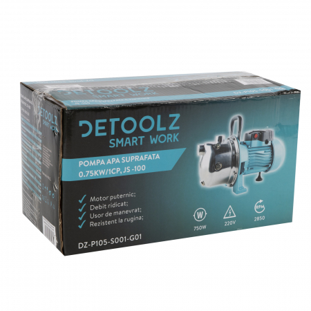 Pompa de apa pentru suprafata 0,75kW, Debit 55 l/min, Inaltime de pompare 45 m, JS 100SS, Detoolz DZ-P105-S001-G01 [5]