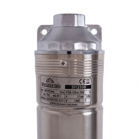 Pompa submersibila cu surub Wasserkonig SI12550, pentru ape curate, diametru 4", putere 1600 W, debit 3000 l/h, inaltime refulare 125 m [2]
