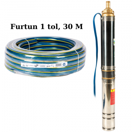 Pompa submersibila cu turbina Micul Fermier GF-0707-S001-G02, 1100W, 3000 l/h + Furtun insertie 1 tol, 30 M Micul Fermier [0]