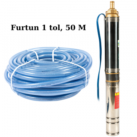 Pompa submersibila cu turbina Micul Fermier GF-0707-S001-G02, 1100W, 3000 l/h + Furtun insertie 1 tol, 50 M Micul Fermier [0]