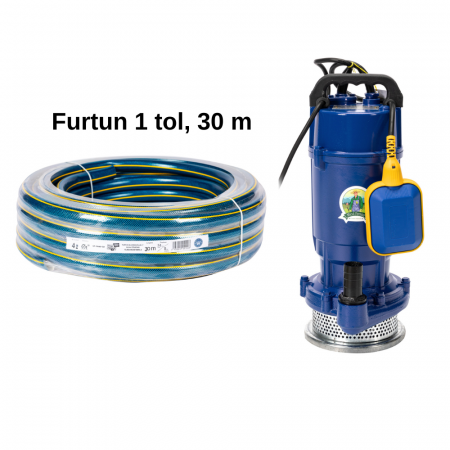 Pompe submersibile de adancime - Pompa submersibila Micul Fermier, 20m, 550 W + Furtun insertie 1 tol, 30 M, Micul Fermier
