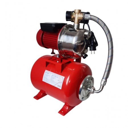 Hidrofoare - Set Hidrofor Booster cu pompa automorsanta pentru apa curata TRICOMSERV powerMAX - JX1100/24, 1100 W, corp INOX, debit maxim 3600 L/H (3.6 mc/h), vas expansiune 24 L, adancime de absortie 9m, inaltime