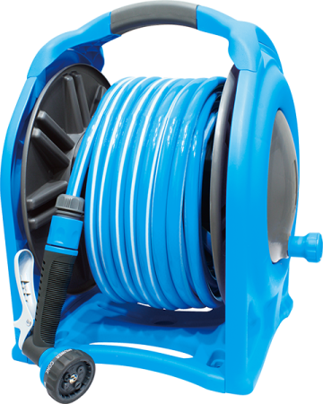 Furtune de irigat, banda de picurare și accesorii - Tambur furtun Aquacraft 25 m, 1/2”, montare perete sau sol, cu pistol stropire 4 jeturi