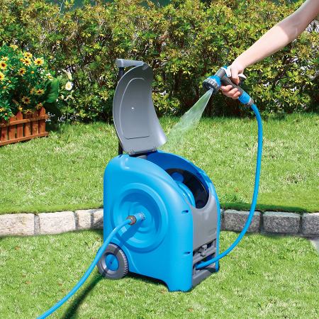 Tambur furtun Aquacraft 30 m, 1/2”, cu roți, mâner telescopic și pistol stropire 4 jeturi [4]