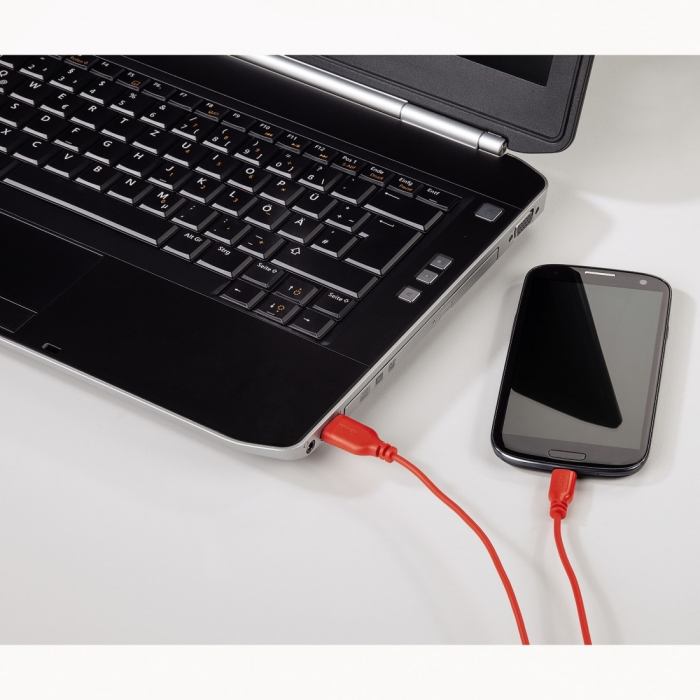 Cablu de date Hama micro-Usb Flexibil, Subtire, 0.75 m, Rosu|Hama micro usb rosu 4|Hama micro usb rosu 5|Hama micro usb rosu 6 [2]