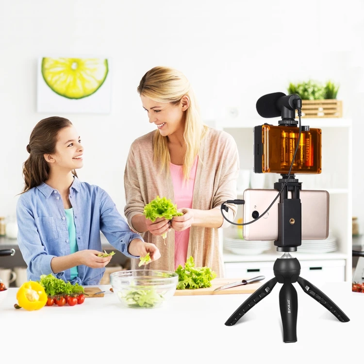 Kit Vlogging Complet cu Trepied, Lampa LED si Microfon [5]