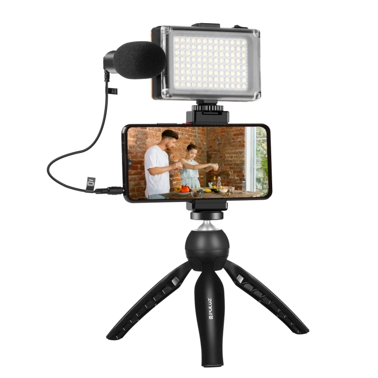 Kit Vlogging Complet cu Trepied, Lampa LED si Microfon [1]