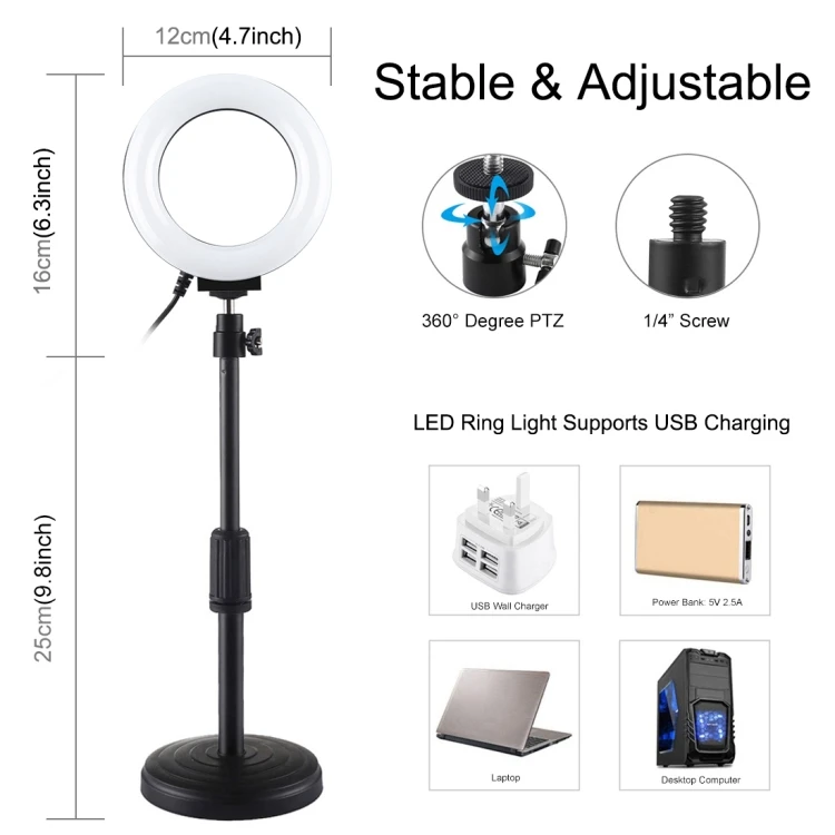 Lampa LED Ring Light RGB cu Baza Rotunda [3]