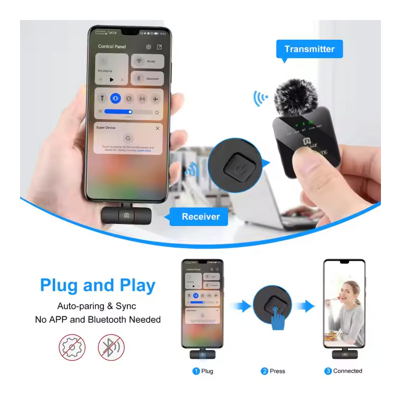 Set Microfon lavaliera wireless cu protectie de vant [9]