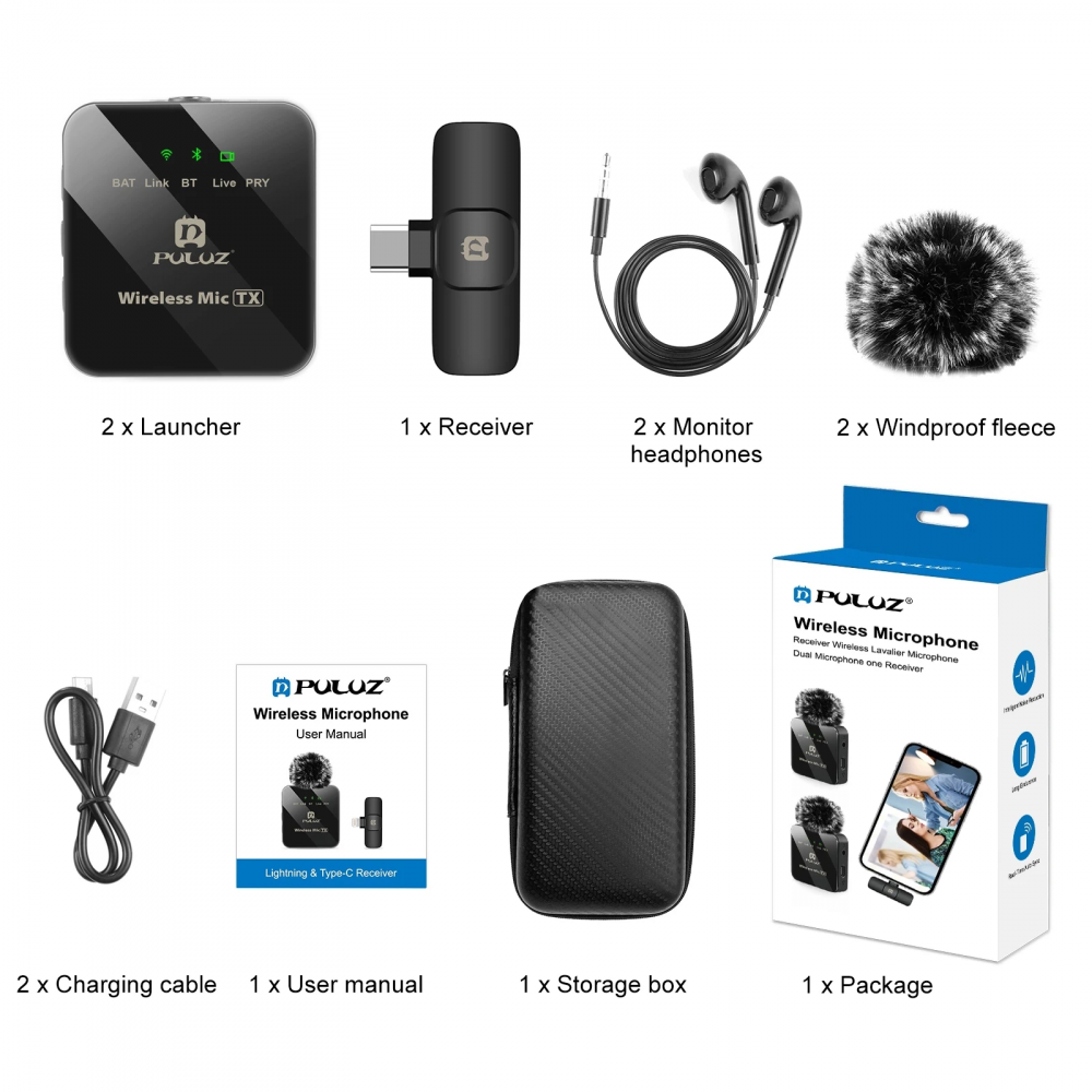 Set Microfon lavaliera wireless cu protectie de vant [10]