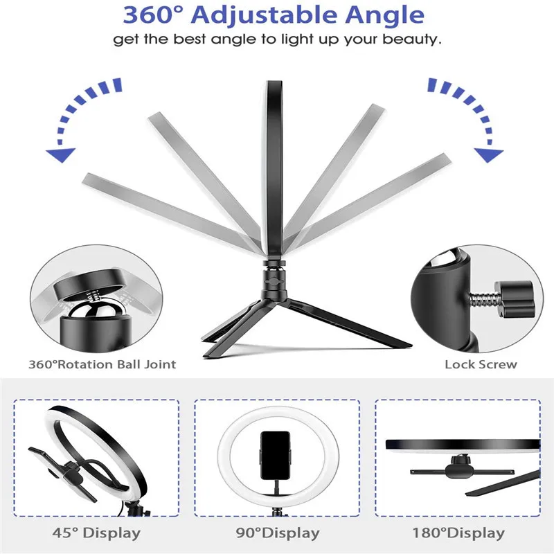 Ring Light LED 20 cm cu trepied si suport telefon [3]