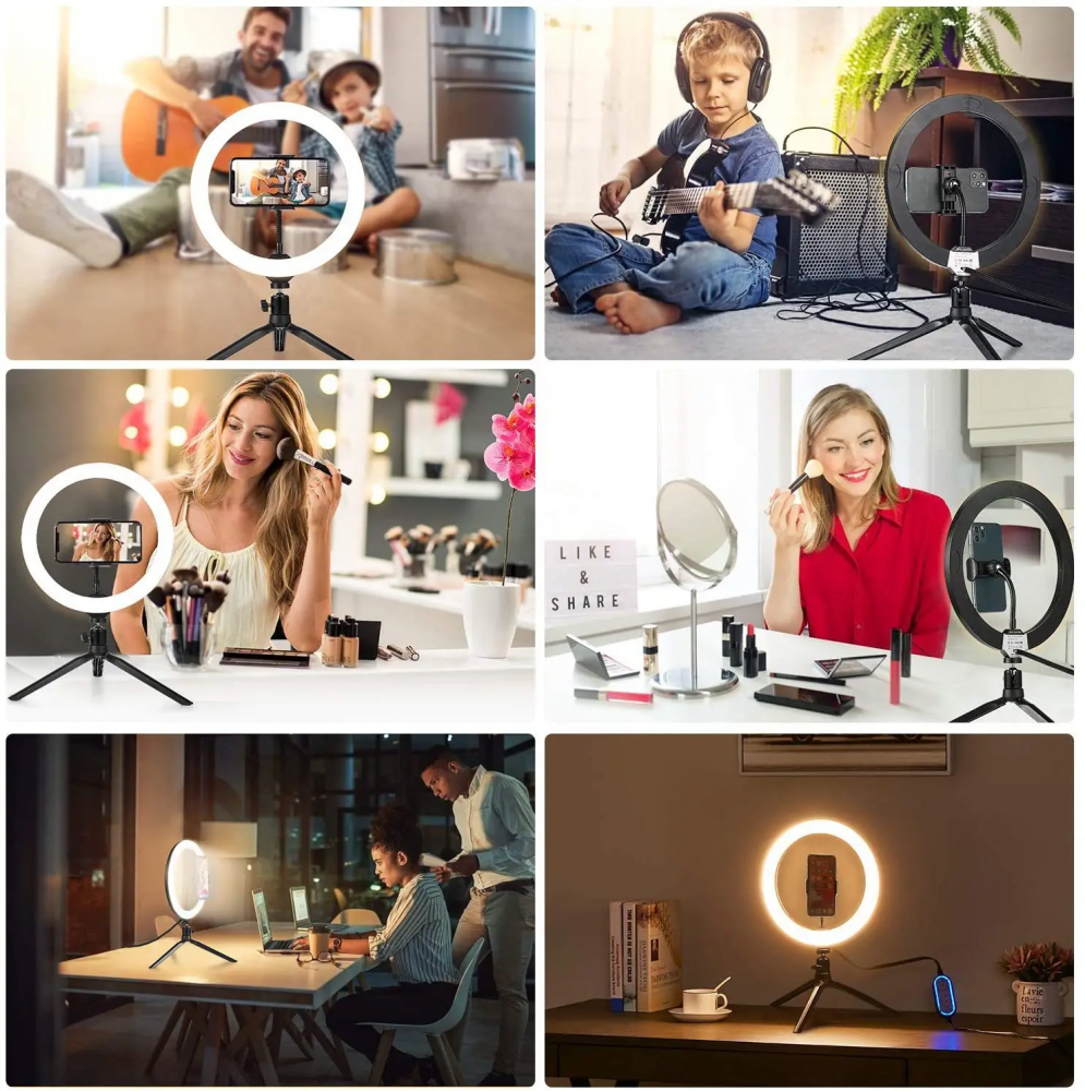 Ring Light LED 20 cm cu trepied si suport telefon [5]