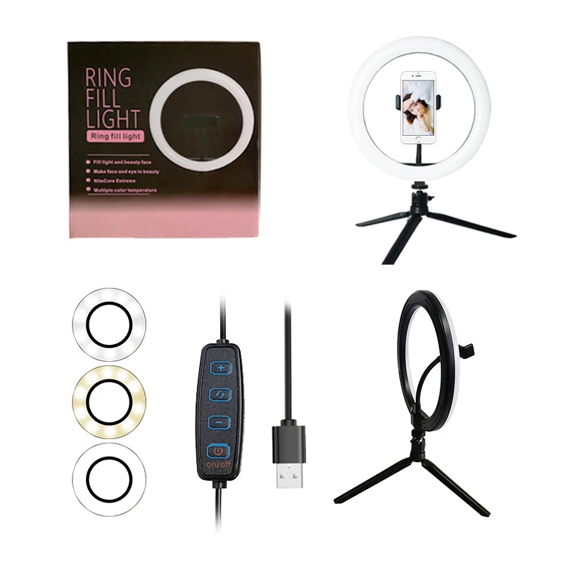 Ring Light LED 20 cm cu trepied si suport telefon [6]