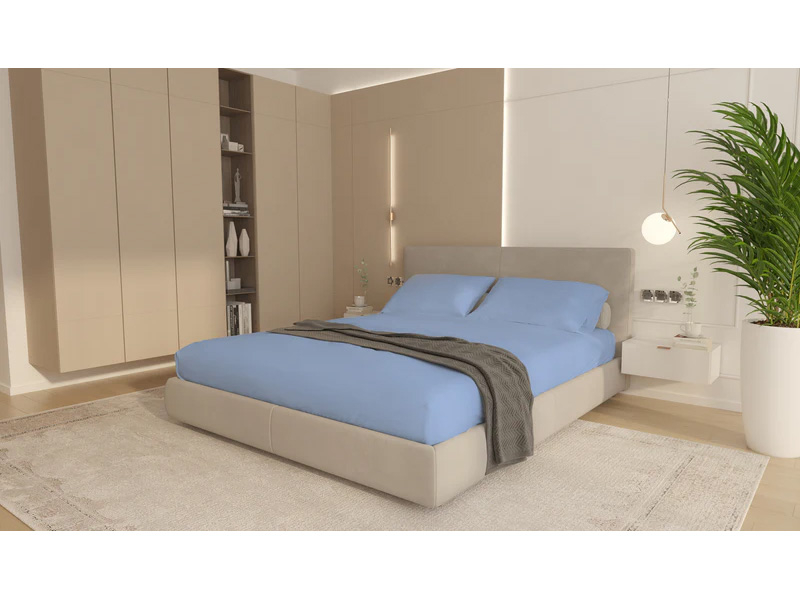 Set cearceaf cu elastic 160x200 plus 2 fete de perna 50x70, Albastru [1]