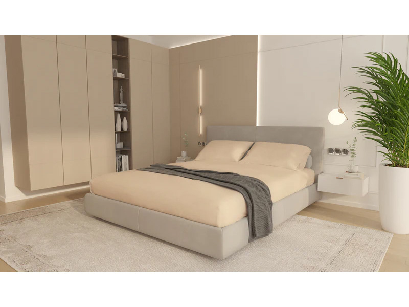 Set cearceaf cu elastic 160x200 plus 2 fete de perna 50x70, Crem [1]