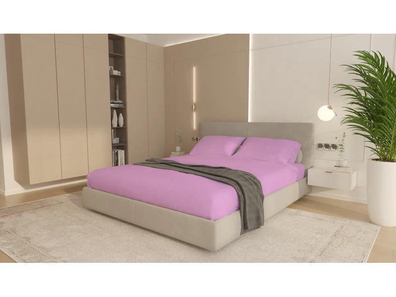 Set cearceaf cu elastic 160x200 plus 2 fete de perna 50x70, Lila [1]
