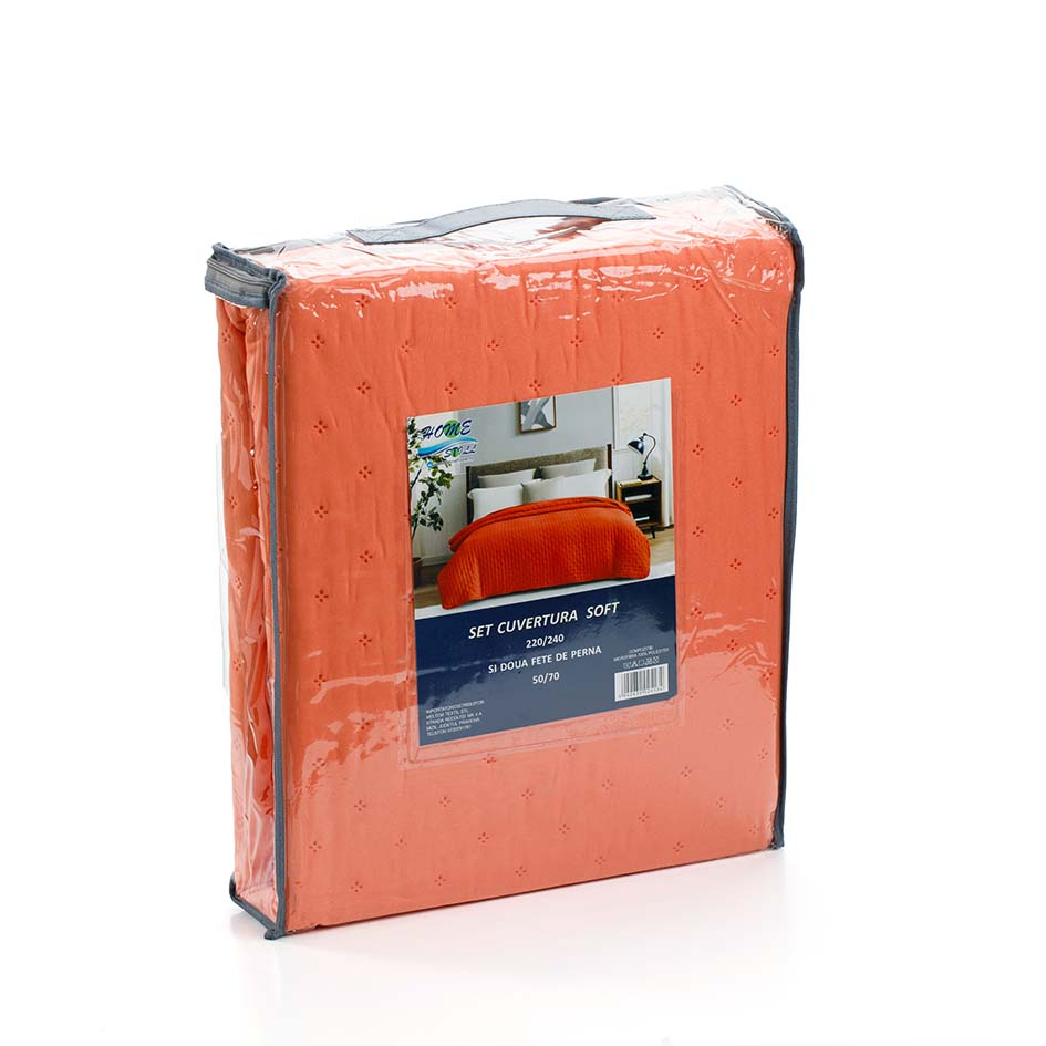 Set Cuvertura 220x240 cu 2 Fete de Perna 50x70, Orange [3]