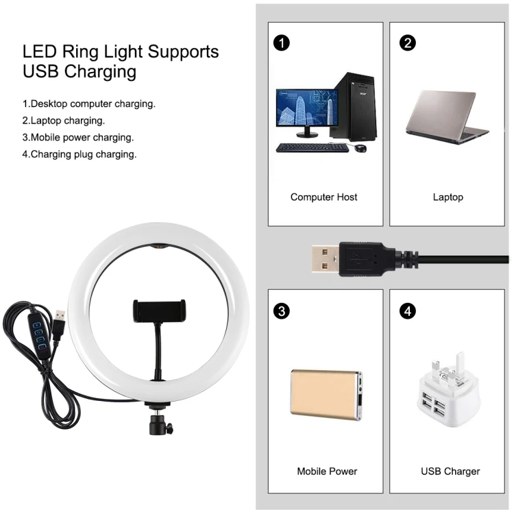 Trepied Reglabil cu Ring Light LED 26cm [3]