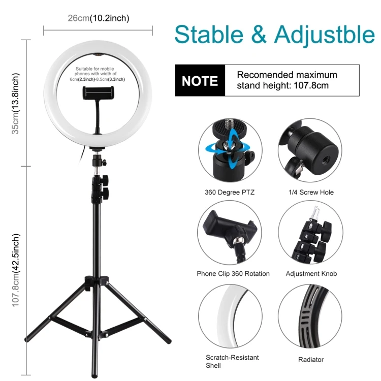 Trepied Reglabil cu Ring Light LED 26cm [2]