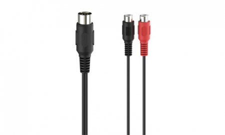 Cabluri - Cablu audio DIN 5 pini tata la 2xRCA mama, negru, 0.1 m, Hama