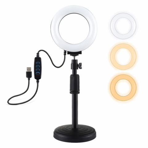 Telefoane - Lampa LED Ring Light RGB cu Baza Rotunda