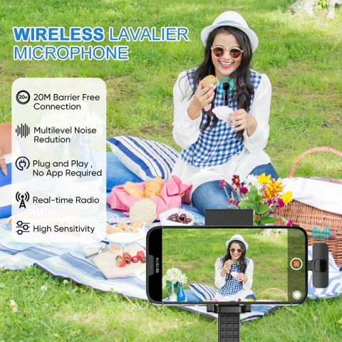 Microfon tip lavaliera wireless cu reducere a zgomotului de fond [2]