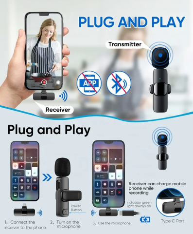Microfon tip lavaliera wireless cu reducere a zgomotului de fond [4]