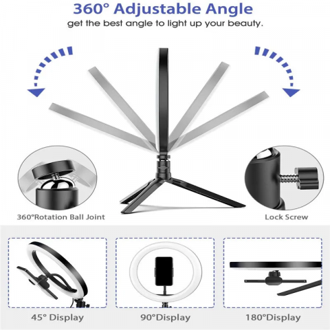 Ring Light LED 20 cm cu trepied si suport telefon [2]
