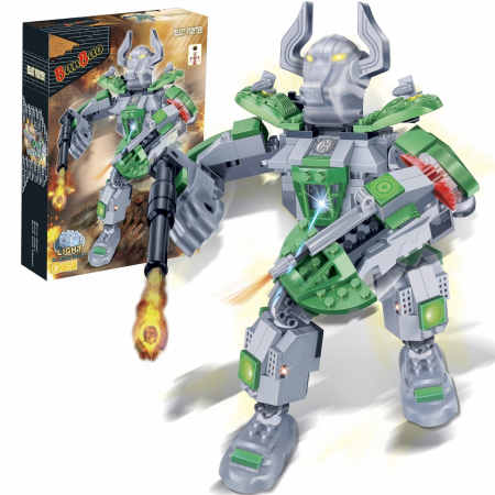 JOCURI &amp; GADGETURI - Robot verde cu lumini|set constructie robot verde cu led|Robot verde cu lumini 2|Robot verde cu lumini 1