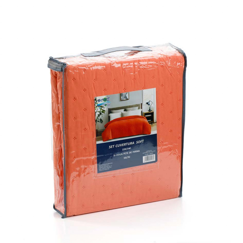 Set Cuvertura 220x240 cu 2 Fete de Perna 50x70, Orange [2]