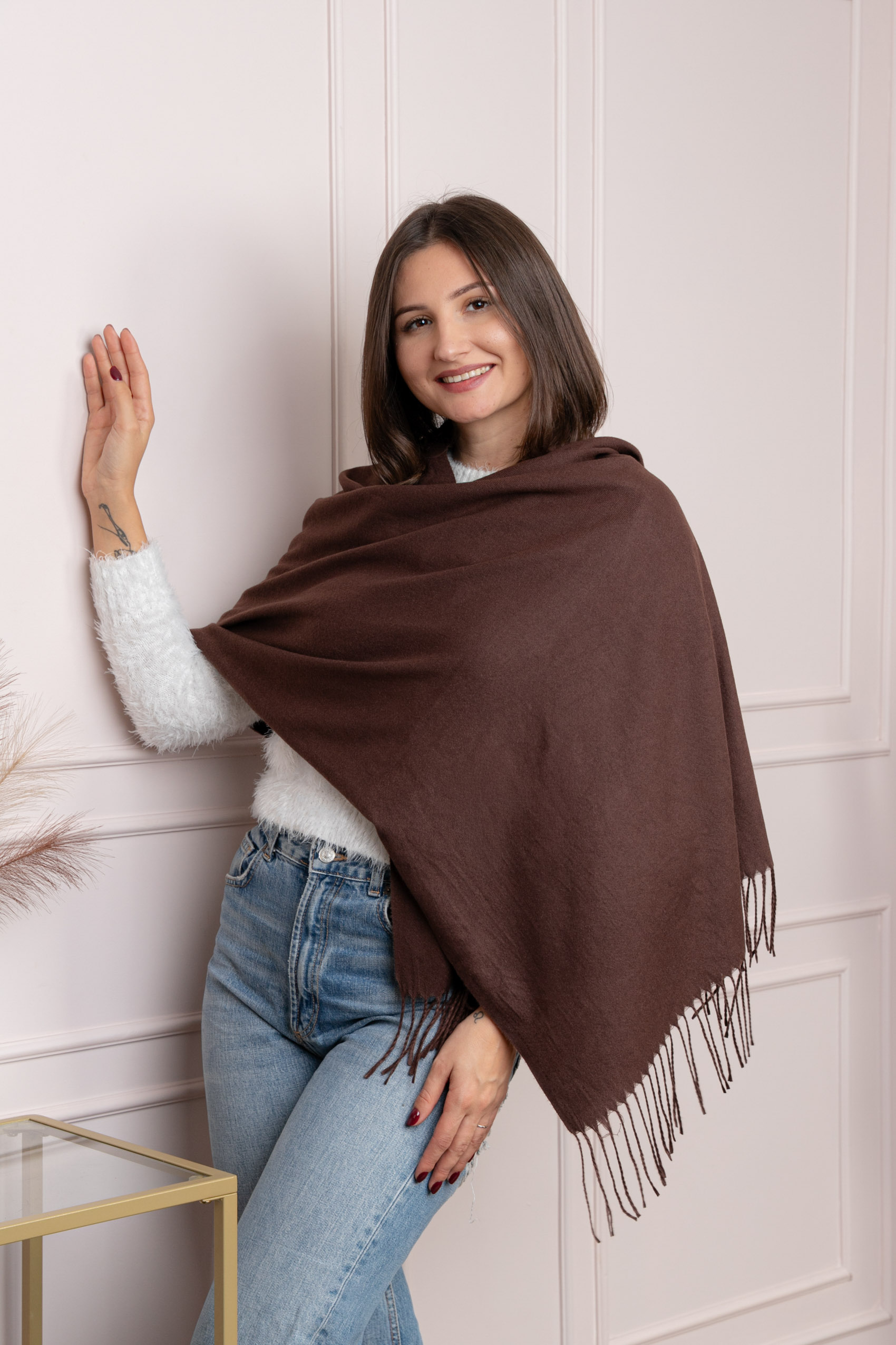 Esarfe si saluri - Sal dama maro cu franjuri Farrah