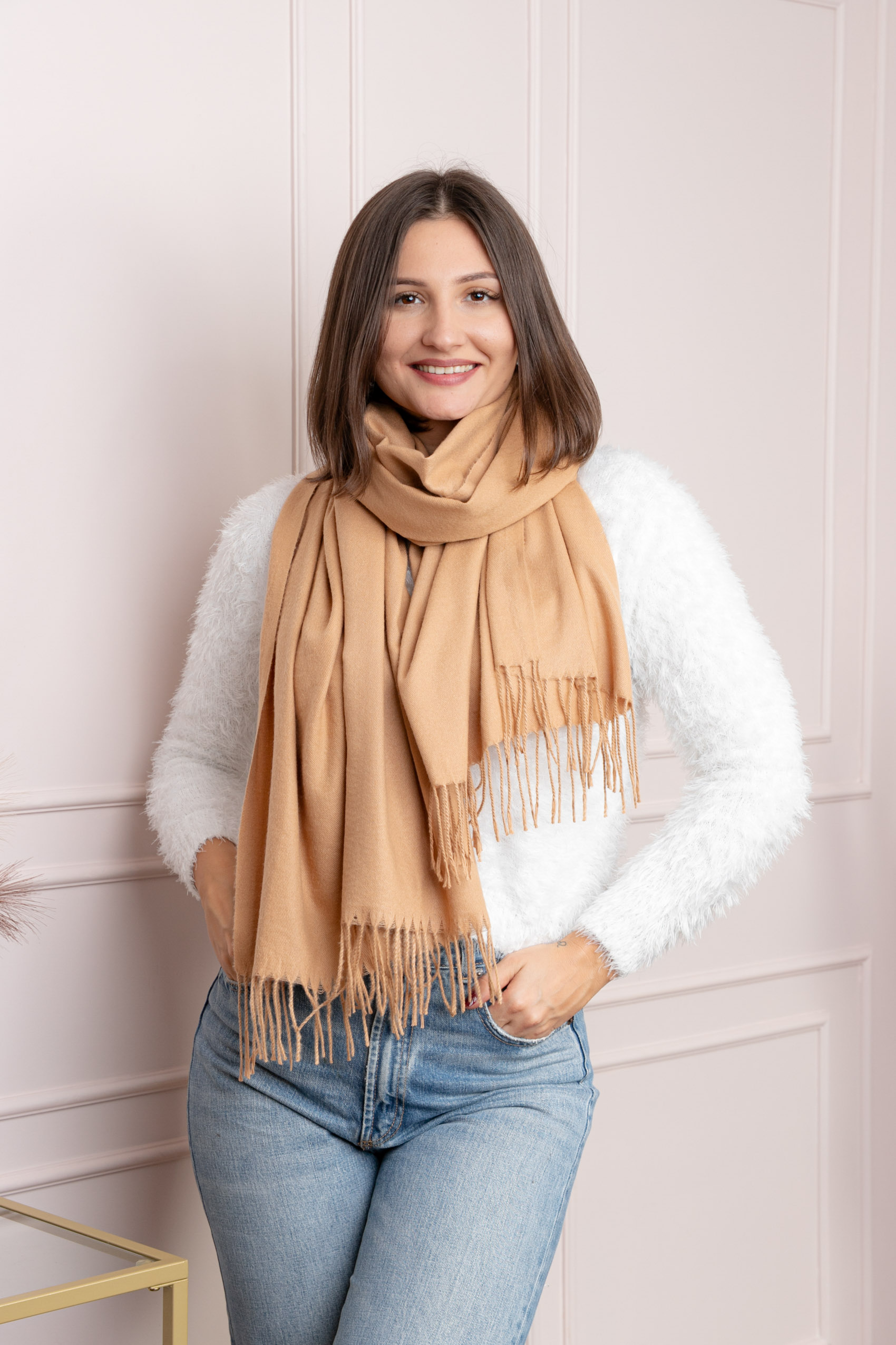 Sal dama camel cu franjuri Farrah [1]