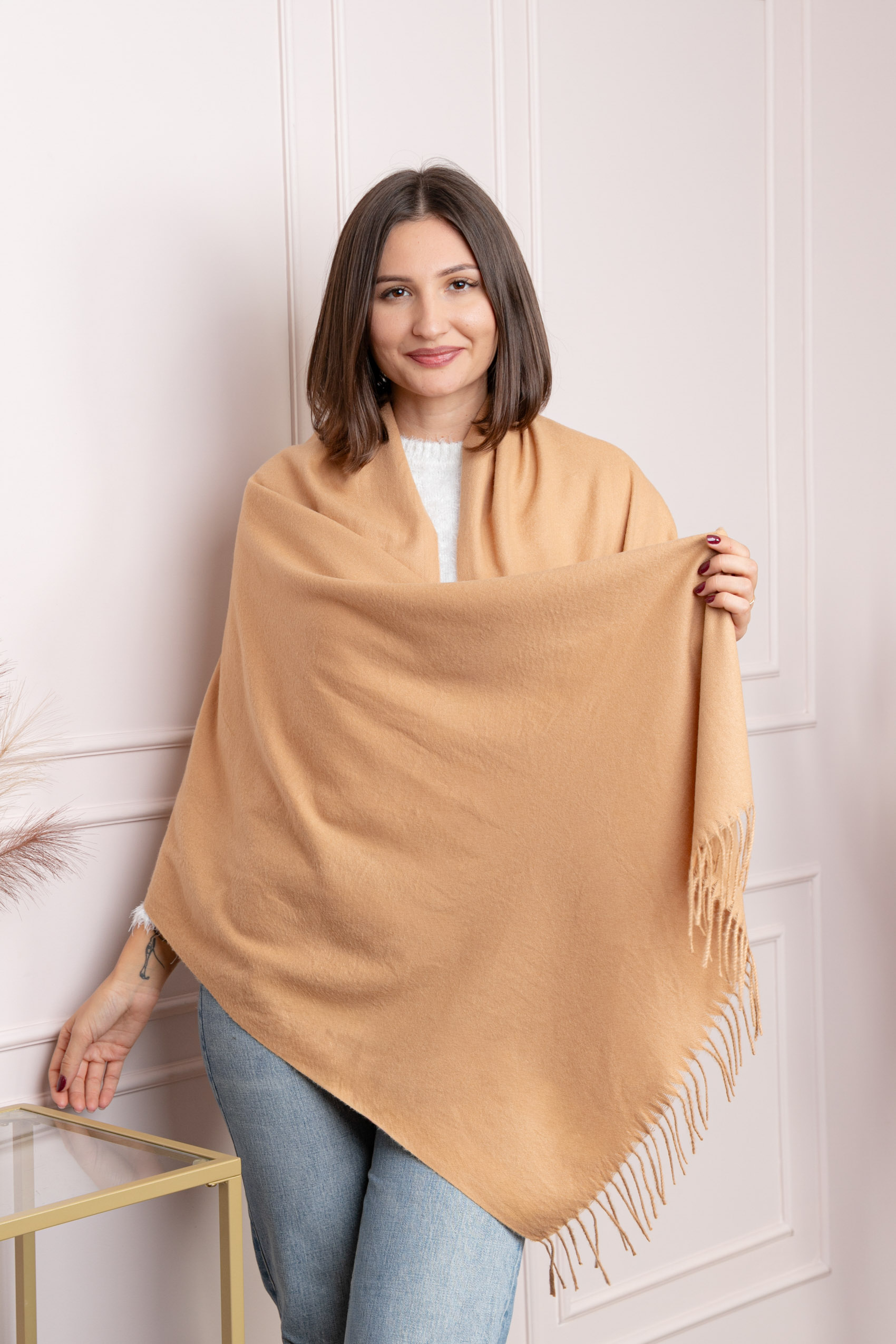 Sal dama camel cu franjuri Farrah [2]