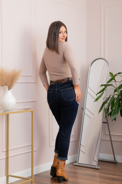 Blugi dama conici, talie inalta, albastru inchis — Holly [3]