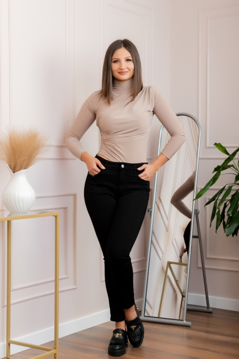 Blugi negri conici cu talie inalta Jennifer [4]