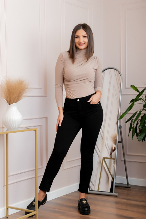 Blugi negri conici cu talie inalta Jennifer [1]