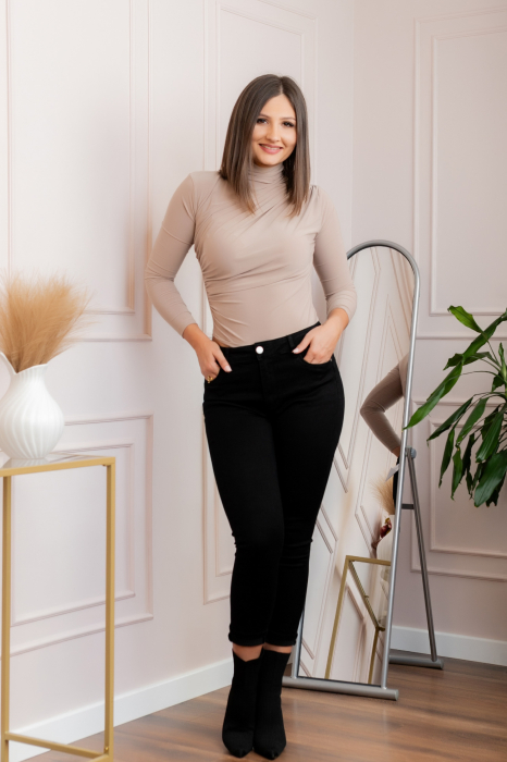 Blugi negri cu talie inalta si croi conic Jenna [4]