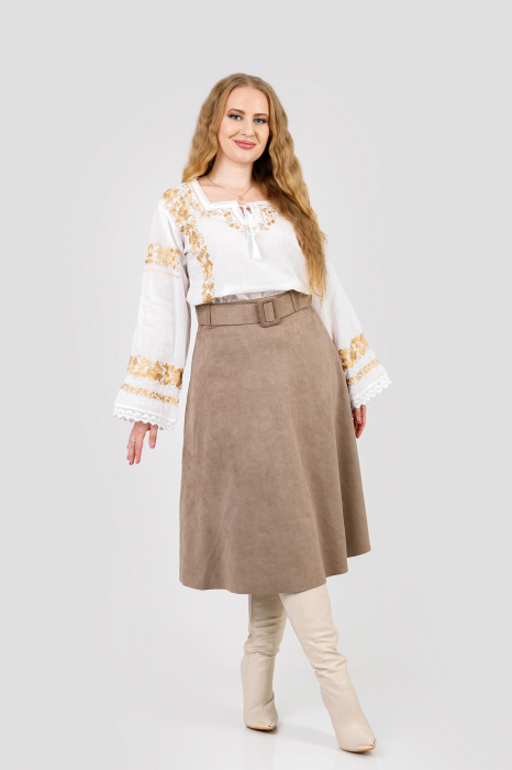 Bluza alba cu motiv floral auriu Samira [4]